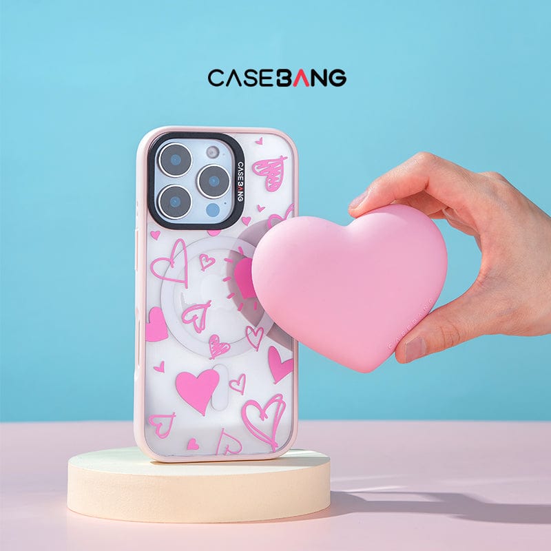 3D Heart - Shaped MagSafe Grip Stand - CaseBangMagsafe Grip StandCaseBangBase Stand + Back Cover