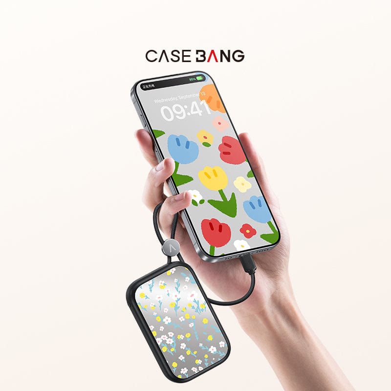 Secret Garden Power Bank Build - in Cable - CaseBangPower BankCaseBangPINKY TULIPS/For Lightning