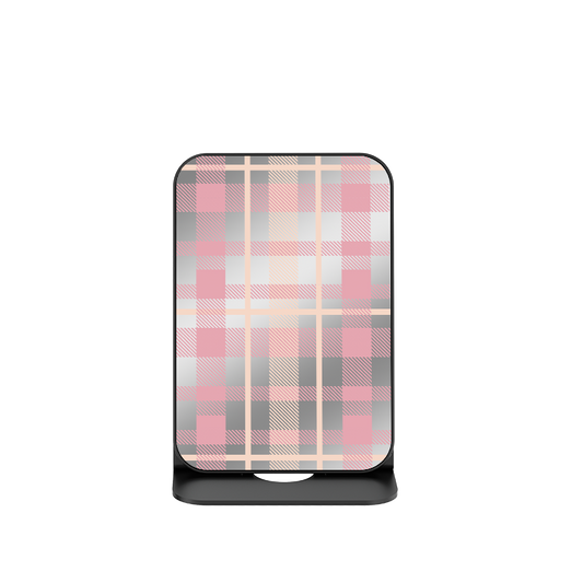 CREAMY PINK PLAID Magsafe Wallet Stand