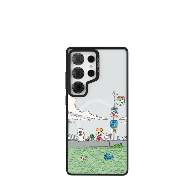 CaseBang Imagisnap Patchwork Dreams magsafe interchangeable phone case For iPhone 13-16 series Samsung S25 Ultra / Back Cover+Base Case Daisy Travel Imagisnap