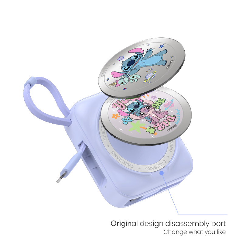 Disney Stitch Power Bank With Build-in 2 Cables