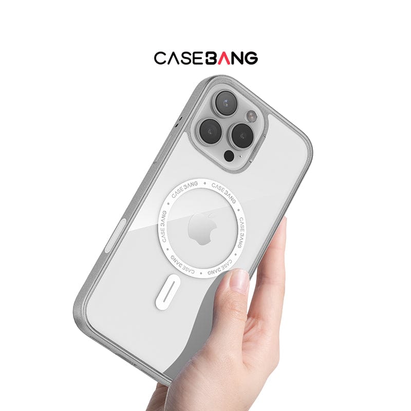 CaseBang Base Case MagSafe-Compatible ImagiSnap Case for iPhone 15 Pro Max - Drop-Resistant Protection | CaseBang Silver Imagisnap Base Case