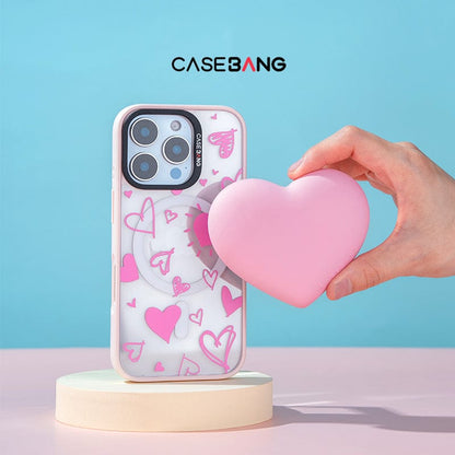 3D Heart - Shaped MagSafe Grip Stand - CaseBangMagsafe Grip StandCaseBangBase Stand + Back Cover