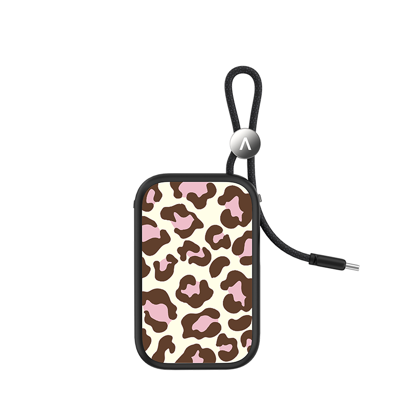 Leopard Pattern Power Bank Build-in Cable