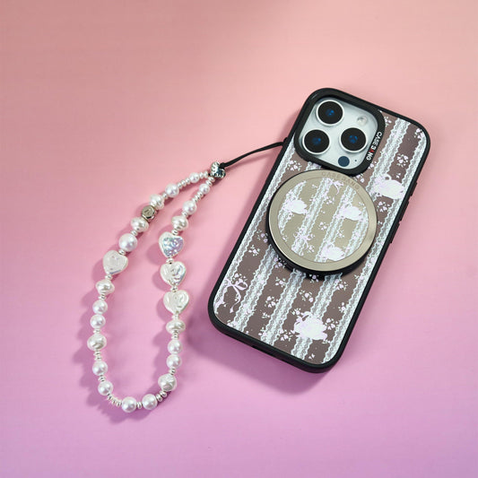 CaseBang Black Base Case+Swan Ballet Cover+Sweet Dreams Paradise Wrist Strap+Swan Ballet Stand / iPhone 16 Pro Ballet Trinket Set