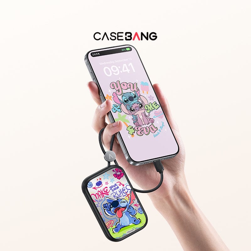CaseBang Disney Stitch Power Bank Build-in Cable