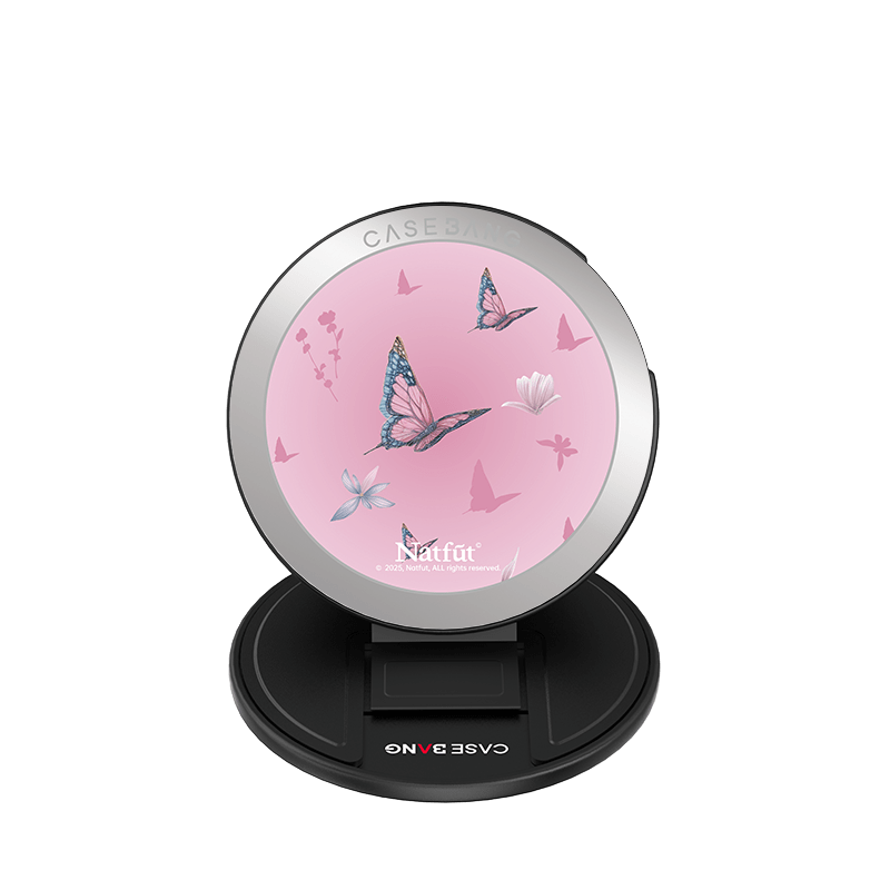 CaseBang Magsafe Grip Stand Pink Butterfly MagSafe Grip Stand Base Stand + Back Cover Pink Butterfly MagSafe Grip Stand