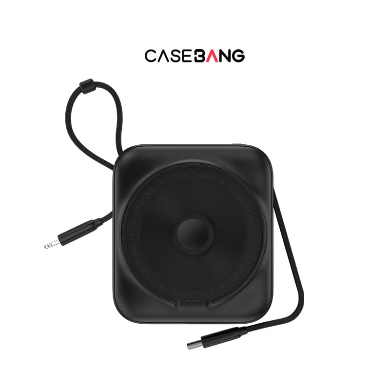 CaseBang Black Power Bank With Build-in 2 Cables
