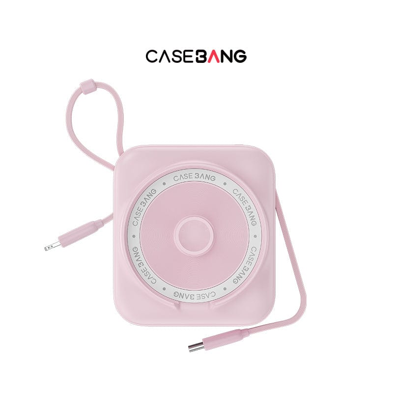 CaseBang Pink Power Bank With Build-in 2 Cables