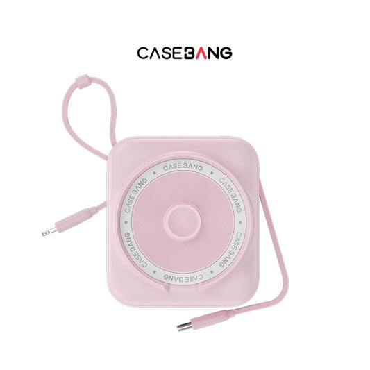 CaseBang Pink Power Bank With Build-in 2 Cables