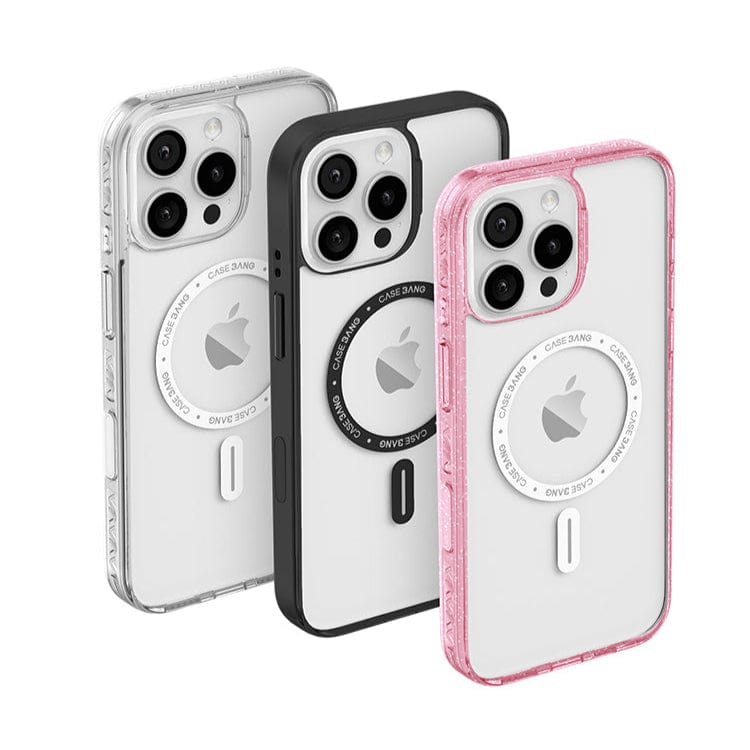 CASEBANG ImagiSnap clear, black and pink magnetic base cases