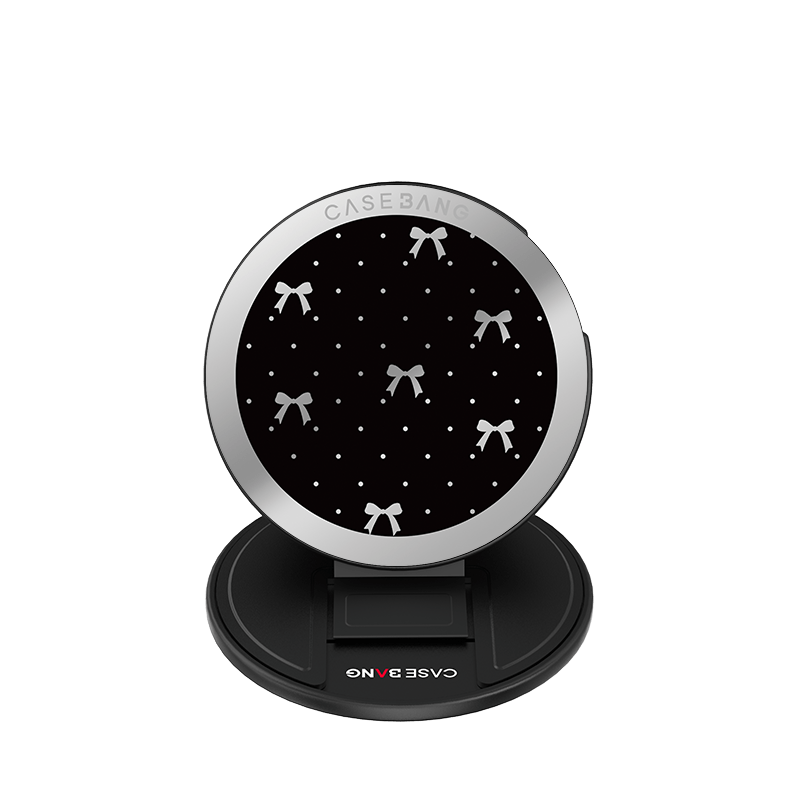 Midnight Black Bow MagSafe Grip Stand - CaseBangMagsafe Grip StandCaseBangBase Stand + Back Cover