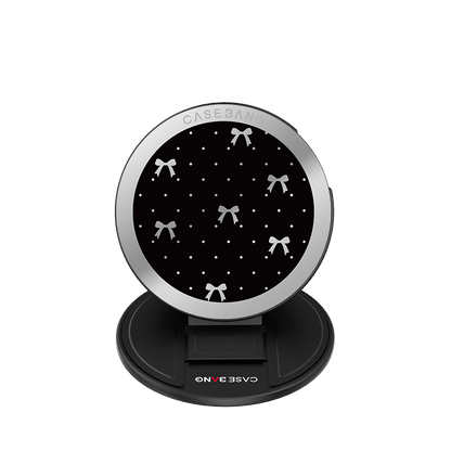 Midnight Black Bow MagSafe Grip Stand - CaseBangMagsafe Grip StandCaseBangBase Stand + Back Cover